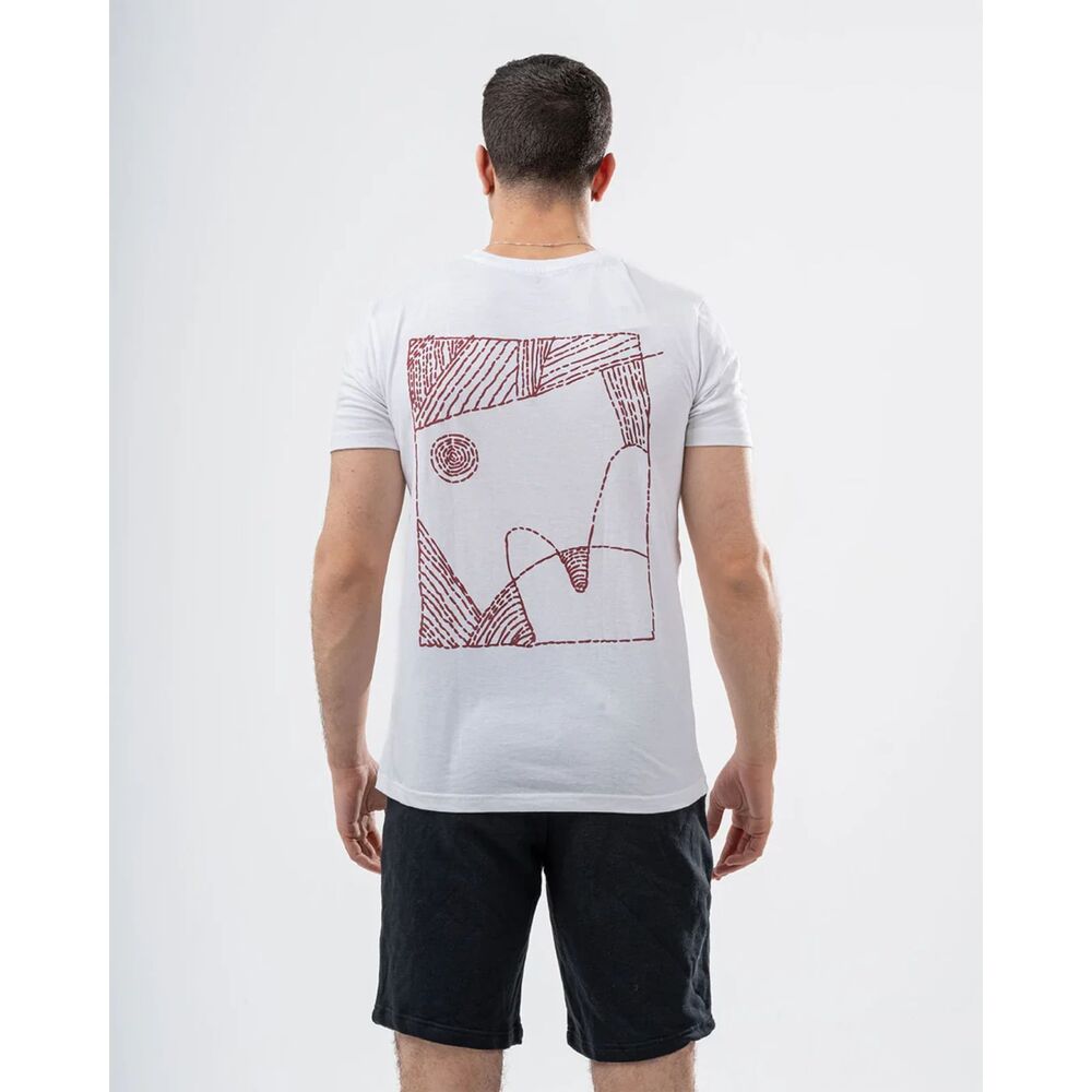 Zara Mens Medium White Tee Poetic Work Casual Artistic Print Graphic
